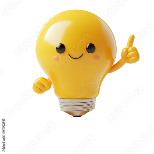 Happy yellow light bulb with thumbs up