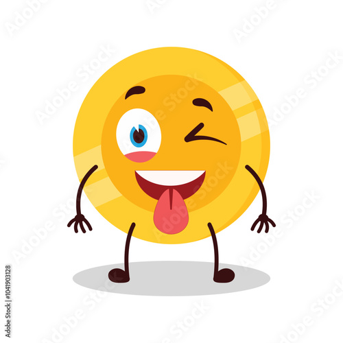 cute teased expression of coin cartoon character