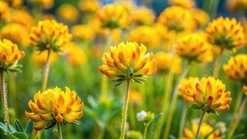 Yellow flowers of Anthyllis vulneraria in a meadow, common kidneyvetch photo