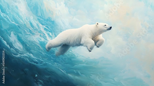 Polar Bear in the Abstract Ocean