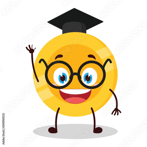 cute graduation college student expression of coin cartoon character