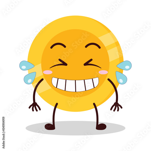 cute pleased expression of coin cartoon character