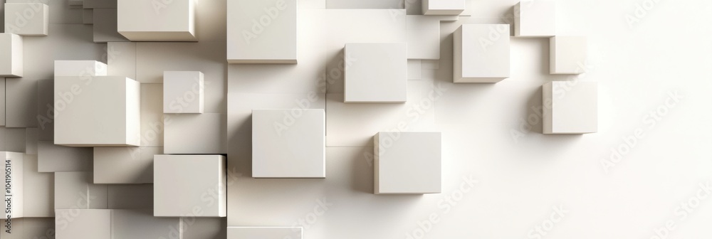 Multiple cubes in varying sizes and shades are interconnected by diagonal lines on a bright, minimalist background, showcasing visual depth. Generative AI Multiple cubes in varying sizes and shades are interconnected by diagonal lines on a bright, minimalist background, showcasing visual depth. Generative AI