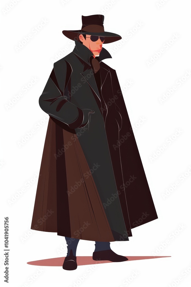 Stylish Vector Illustration of a Mysterious Character Stylish Vector Illustration of a Mysterious Character
