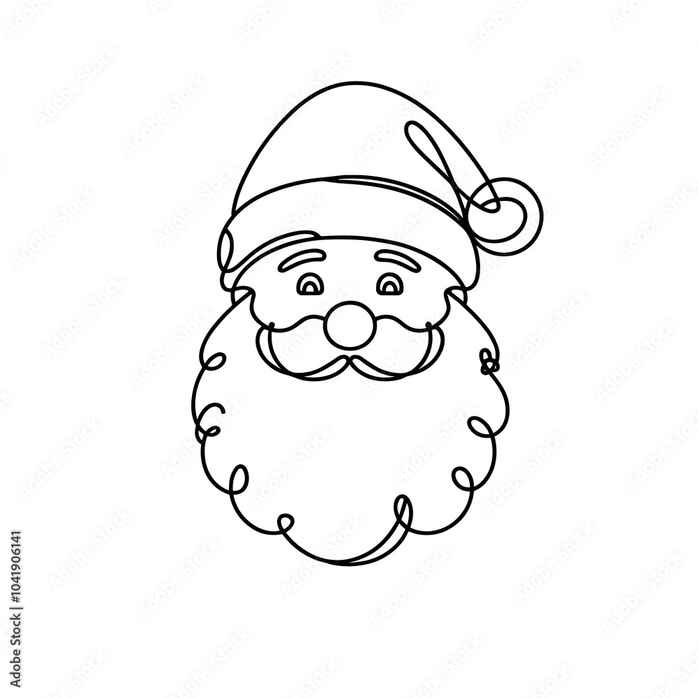 Minimalistic continuous line pattern in the shape of a Cheerful Santa Claus, simple and elegant design Minimalistic continuous line pattern in the shape of a Cheerful Santa Claus, simple and elegant design