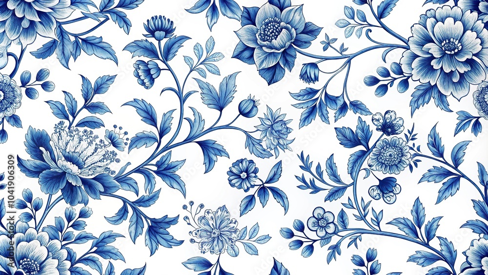 Obraz premium Chinoiserie pattern with floral motif