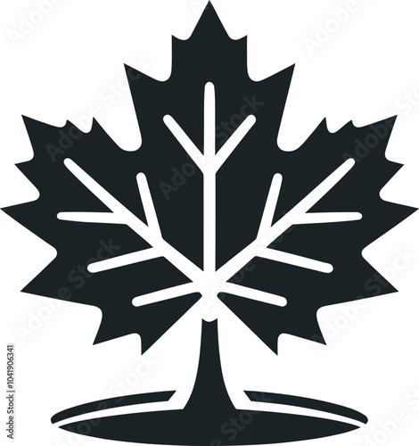 A simplistic representation of a Maple silhouette in a flat vector style, featuring a clean design against a white background Adobe Illustrator Artwork