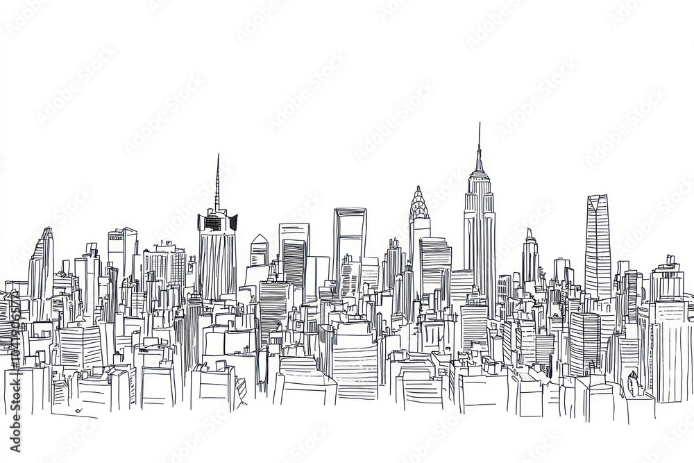 Naklejka premium simple line drawing of city 