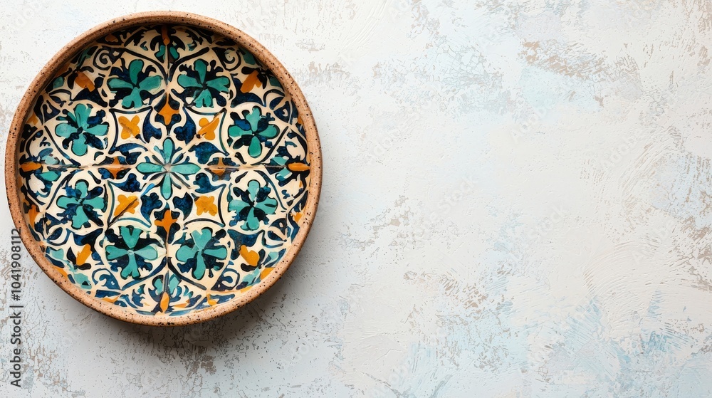Ceramic Plate with Floral Pattern on White Background. Ceramic Plate with Floral Pattern on White Background.