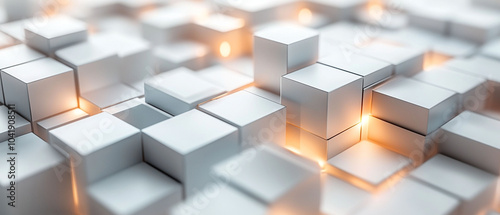 Abstract geometric blocks on light background, 3d render, Background wallpaper design