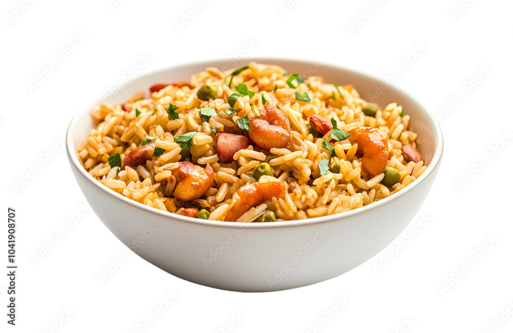 Jambalaya Rice in a bowl isolated on transparent background. PNG file, cut out Jambalaya Rice in a bowl isolated on transparent background. PNG file, cut out
