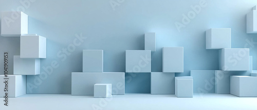 Abstract geometric blocks on light background, 3d render, Background wallpaper design