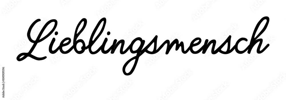 Lieblingsmensch, ein ganz besonderer Ausdruck für einen geliebten und sehr geschätzten Menschen, Schreibschrift, Vektor-Grafik, deutsch, Deutschland. Version 2