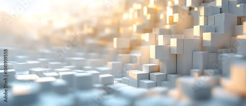 Abstract geometric blocks on light background, 3d render, Background wallpaper design