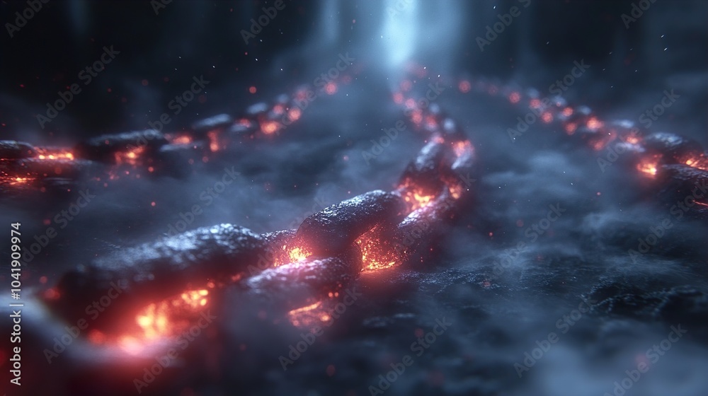 Glowing Chain of Fire in the Dark Glowing Chain of Fire in the Dark