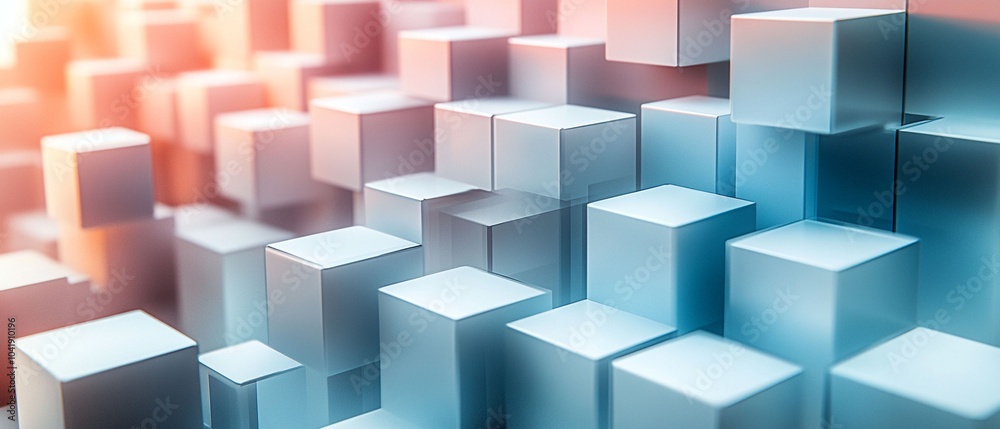 Obraz premium Abstract geometric blocks on light background, 3d render, Background wallpaper design