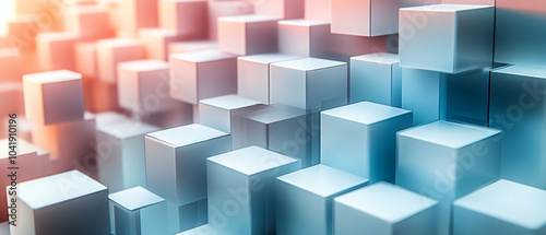 Abstract geometric blocks on light background, 3d render, Background wallpaper design