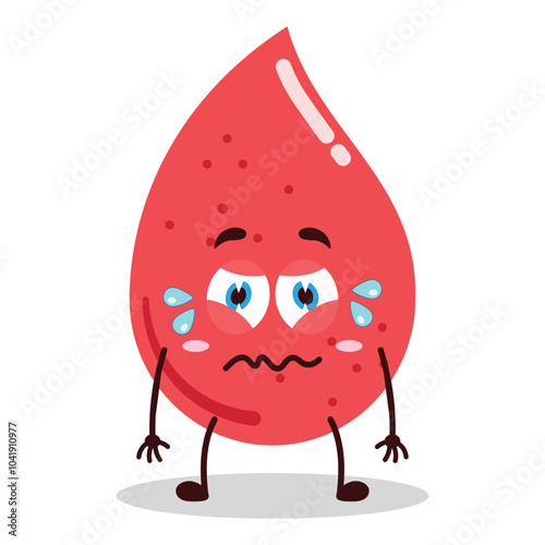 cute upset expression of blood character