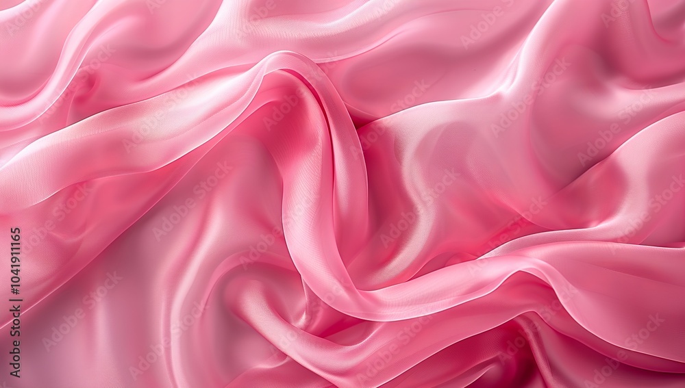 Abstract background with pink silk fabric in the shape of waves, top view.... Abstract background with pink silk fabric in the shape of waves, top view....