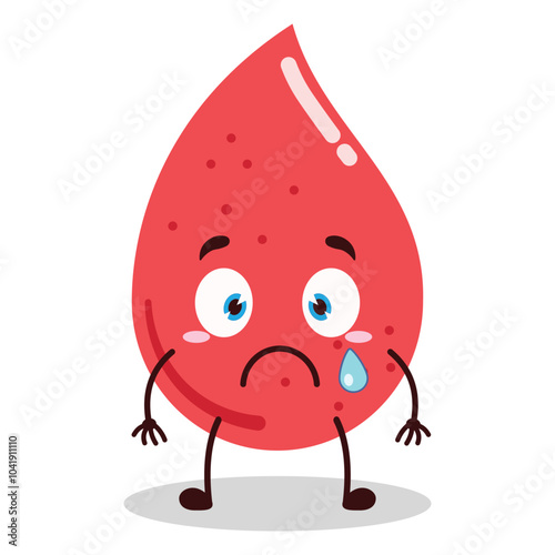 cute nervous expression of blood character
