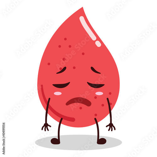 cute tired expression of blood character