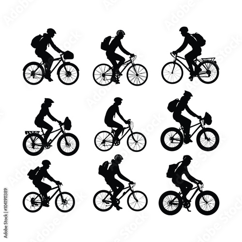 Cycle Silhouette set Clipart on a white Background