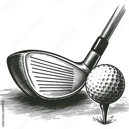 A hand-drawn sketch of a golf club and ball ready to go on the range