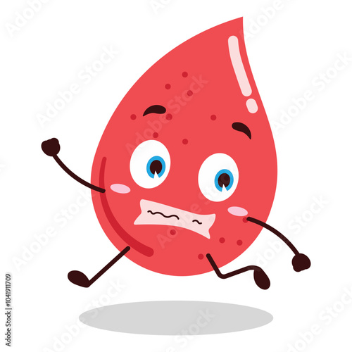 cute terrified running expression of blood character