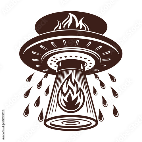 Sprinkler System vector silhouette illustration Isolated white background.