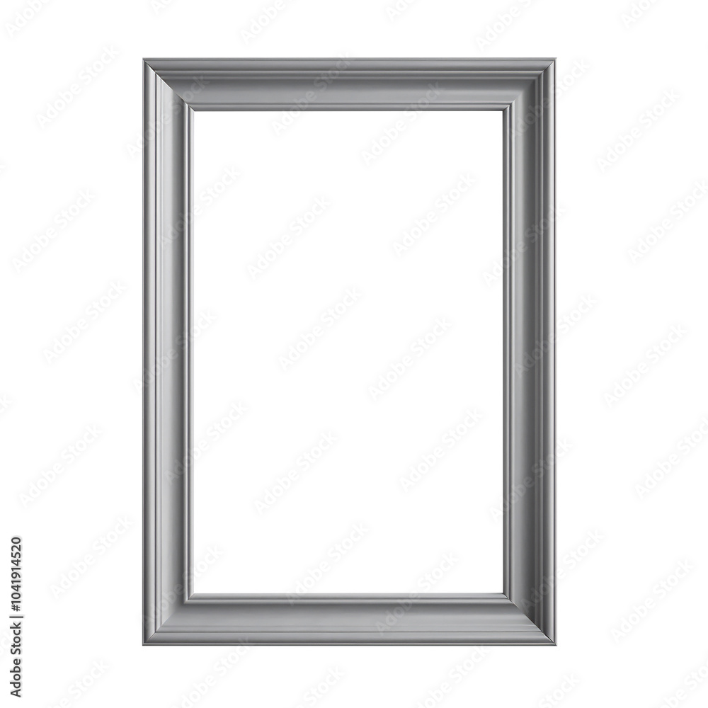 Grey picture frame with an empty blank canvas for use as a border or home décor, png file cut out and isolated on a transparent background, stock illustration image Grey picture frame with an empty blank canvas for use as a border or home décor, png file cut out and isolated on a transparent background, stock illustration image