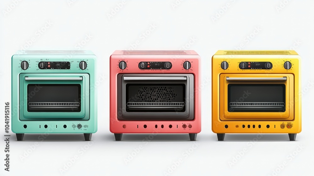 Fototapeta premium Colorful Small Ovens for Modern Kitchen Decor