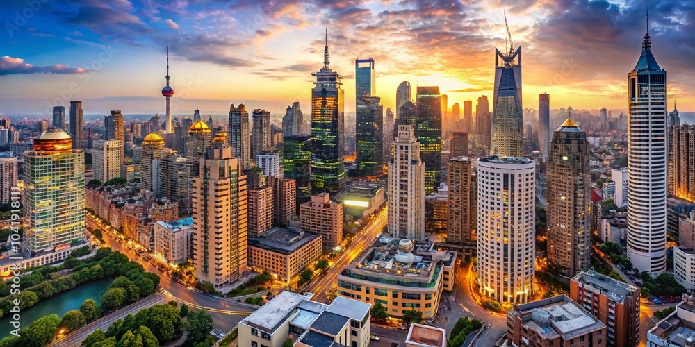 Fototapeta premium Isolated City Skyline on Transparent Background for Urban Design and Architecture Projects