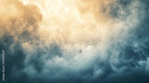 Dramatic Cloudy Sky with Golden Light Rays