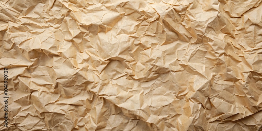 Crumpled paper texture on beige background with wide angle perspective Crumpled paper texture on beige background with wide angle perspective