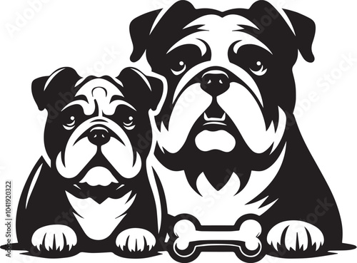 Bulldog vector icon with white background.