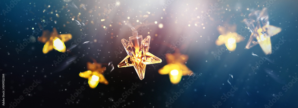Background with Christmas and New Year's bokeh. Flickering light