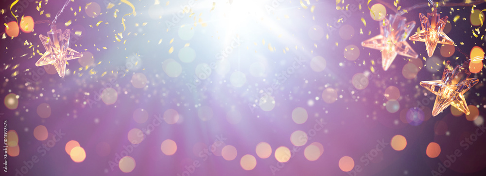 Background with Christmas and New Year's bokeh. Flickering light
