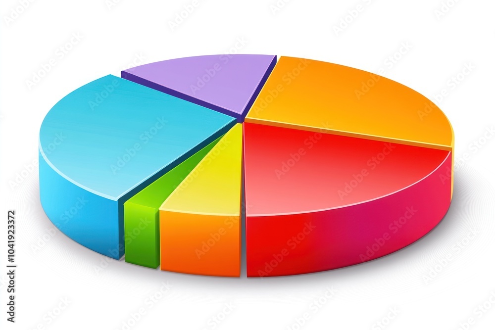 A colorful pie chart divided into five segments, representing data visually. A colorful pie chart divided into five segments, representing data visually.