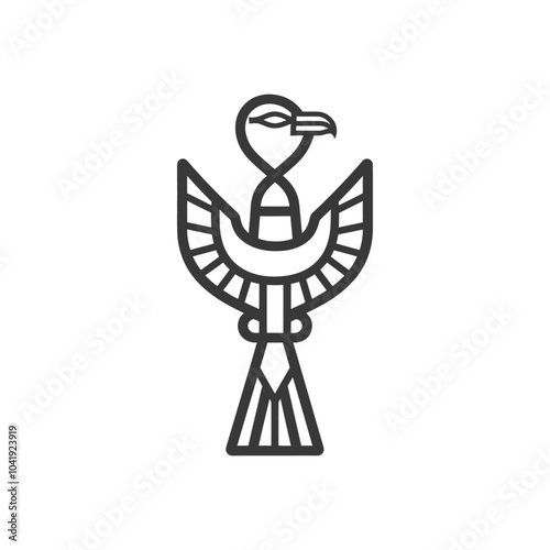 Stylized Line Art Illustration of the Egyptian God Horus