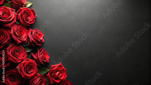 Fototapeta Naklejka Na Ścianę i Meble -  dark wallpaper with red roses on black background