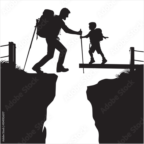 Hiker people joyfully jump from a cliff, framed by a stunning sunset, symbolizing exhilaration and the spirit of adventure.