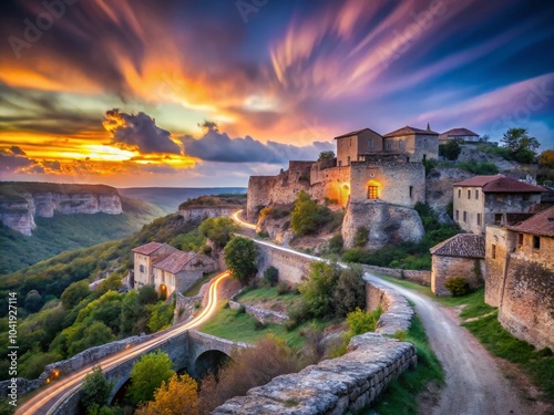 Long Exposure of Ancient Streets and Ruins in Bakhchisarai, Crimea's Medieval City Fortress