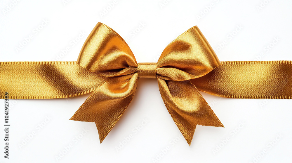 golden bow with ribbon isolated on white background. golden bow with ribbon isolated on white background.