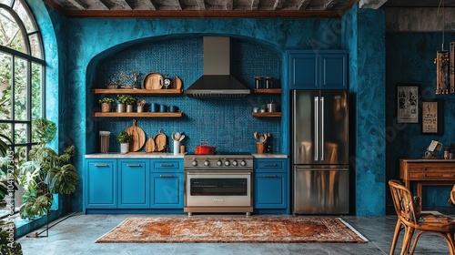 An inviting kitchen featuring smart appliances like a smart refrigerator and oven, illustrating the future of home automation in a vibrant space.