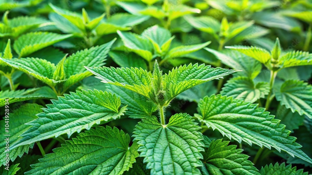 Close-Up shot of dense stinging nettle green plant background Close-Up shot of dense stinging nettle green plant background