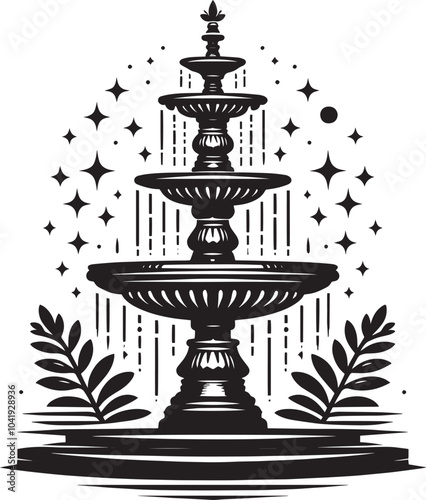 Water fountain silhouette vector illustration isolated on a white background