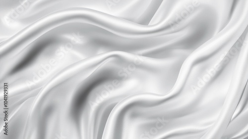 luxurious and elegant white wavy silk satin fabric.