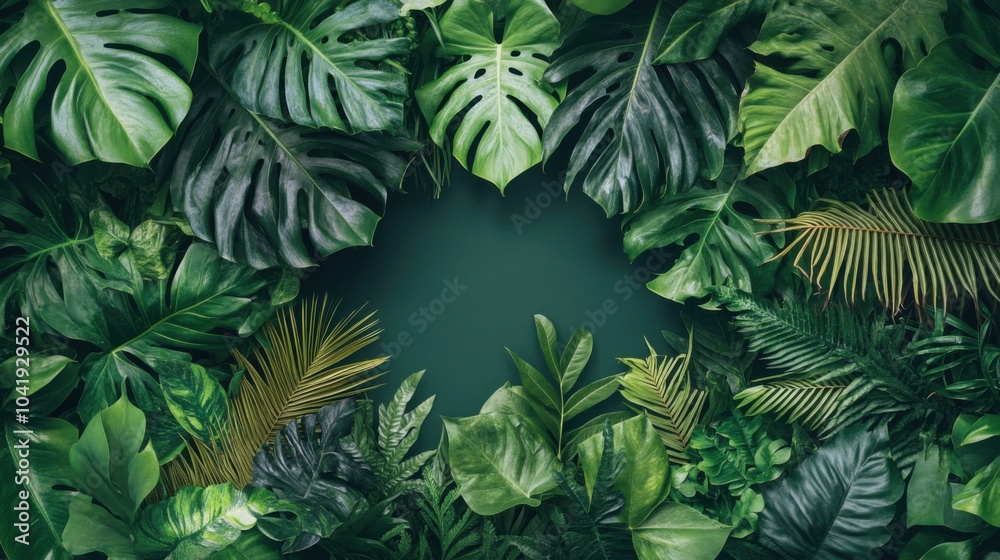 Lush Green Tropical Leaf Background Design Lush Green Tropical Leaf Background Design