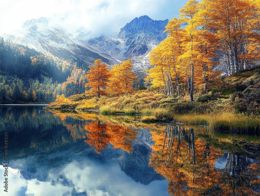 Obraz premium The landscape could be covered with forests of plants and trees in striking colors, like silver or golden leaves that shimmer under the light. 