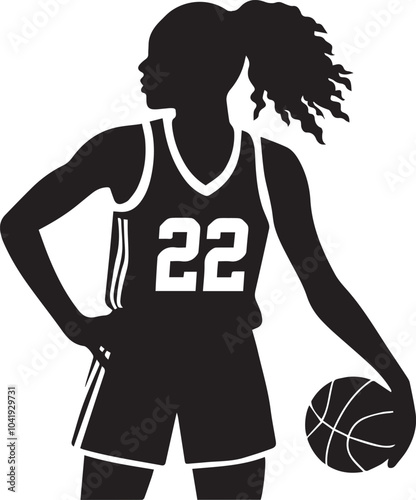 Silhouettes vector of female footballers, golfer, basketball players and  Flat design strong woman silhouette art of illustration